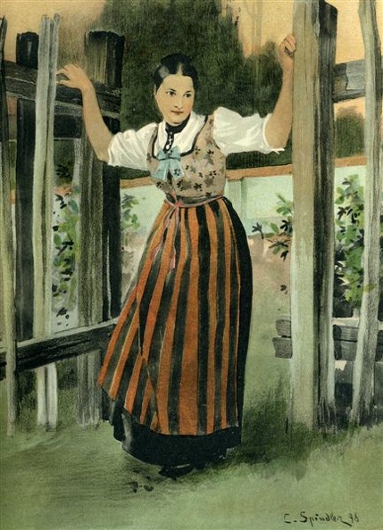 Jeune fille d'Oberroedern en costume de travail