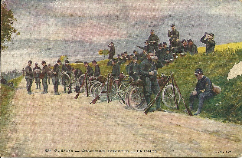 Les chasseurs cyclistes au repos